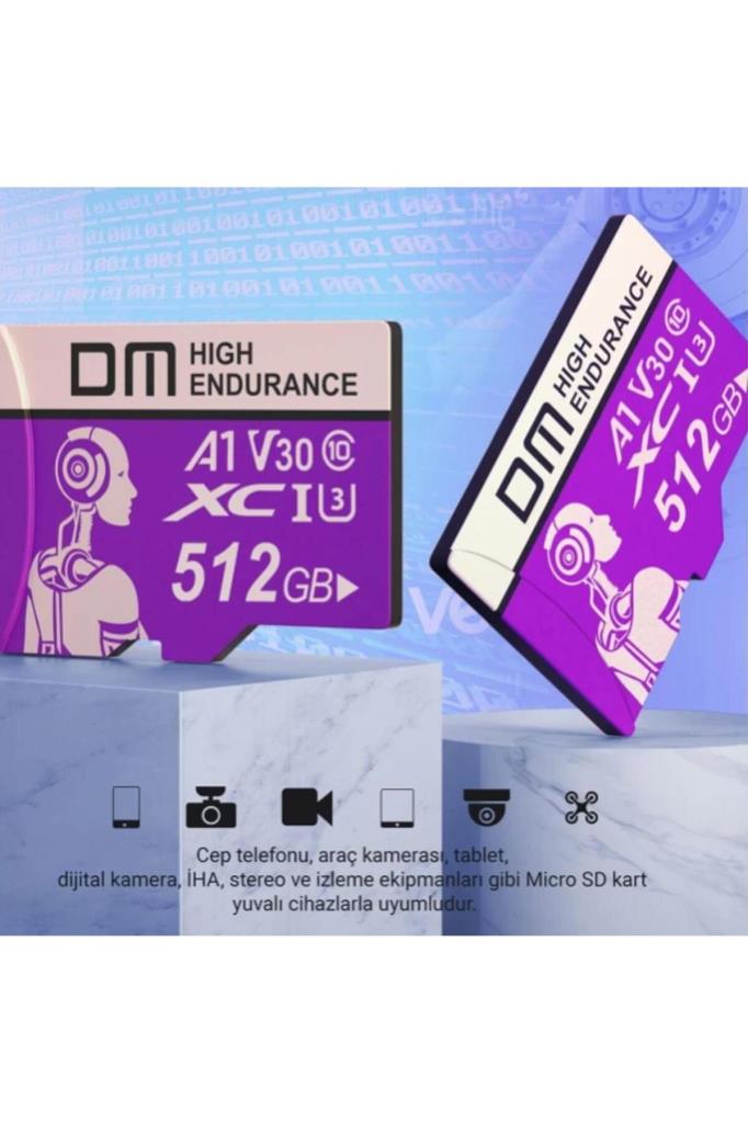 DM High Endurance Class 10 A1 U3 V30 512 GB Micro SD Kart - TEŞHİR