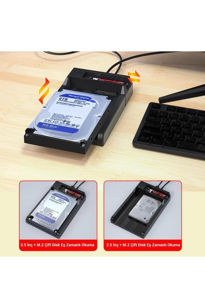 DM USB 3.2 Gen 2 M.2 NVMe/SATA 2.5"/3.5" SSD/HDD Offline Klonlama Dock İstasyonu - Teşhir