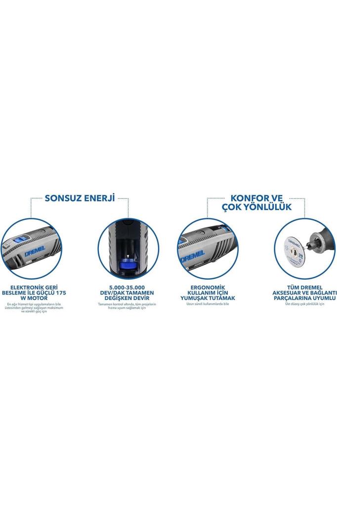 Dremel F0134250JK 4250-6 128 Aksesuarlı 175 W Gravür Taşlama El Motoru