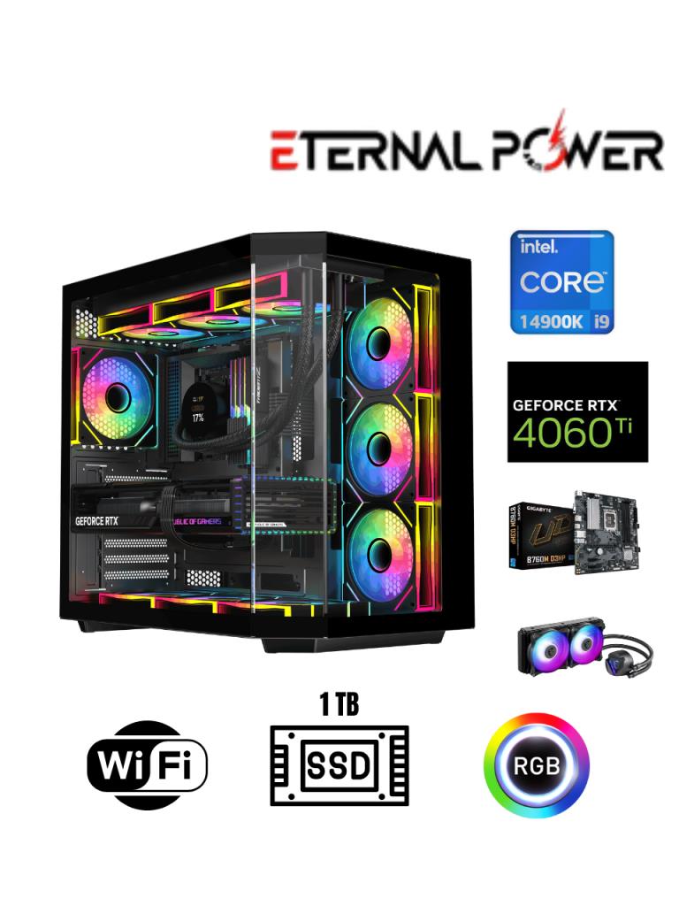 Eternal Power Intel i9 14900K RTX 4060Ti Gaming PC 16GB DDR5 1TB M.2 SSD B760M WiFi 750W