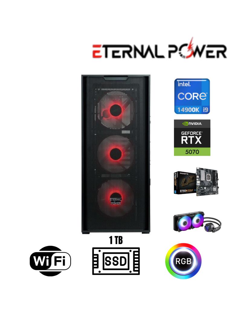 Eternal Power Intel i9 14900K RTX 5070 Gaming PC | 16GB DDR5 | 1TB NVMe M.2 | B760M WiFi | 750W | 240mm Sıvı Soğutma
