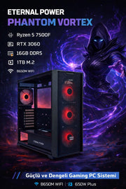 Eternal Power PHANTOM VORTEX Ryzen 5 7500F RTX 3060 16GB DDR5 1TB M.2 B650M WIFI 650W Gaming PC