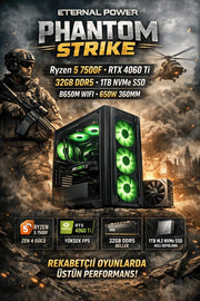Eternal Power PHANTOM STRIKE Ryzen 5 7500F RTX 4060 Ti 32GB DDR5 1TB M.2 B650M WIFI 650W 360mm Gaming PC