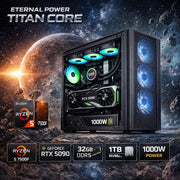 Eternal Power TITAN CORE Ryzen 5 7500F RTX 5090 32GB DDR5 1TB M.2 B650M WIFI 1000W 360mm Gaming PC