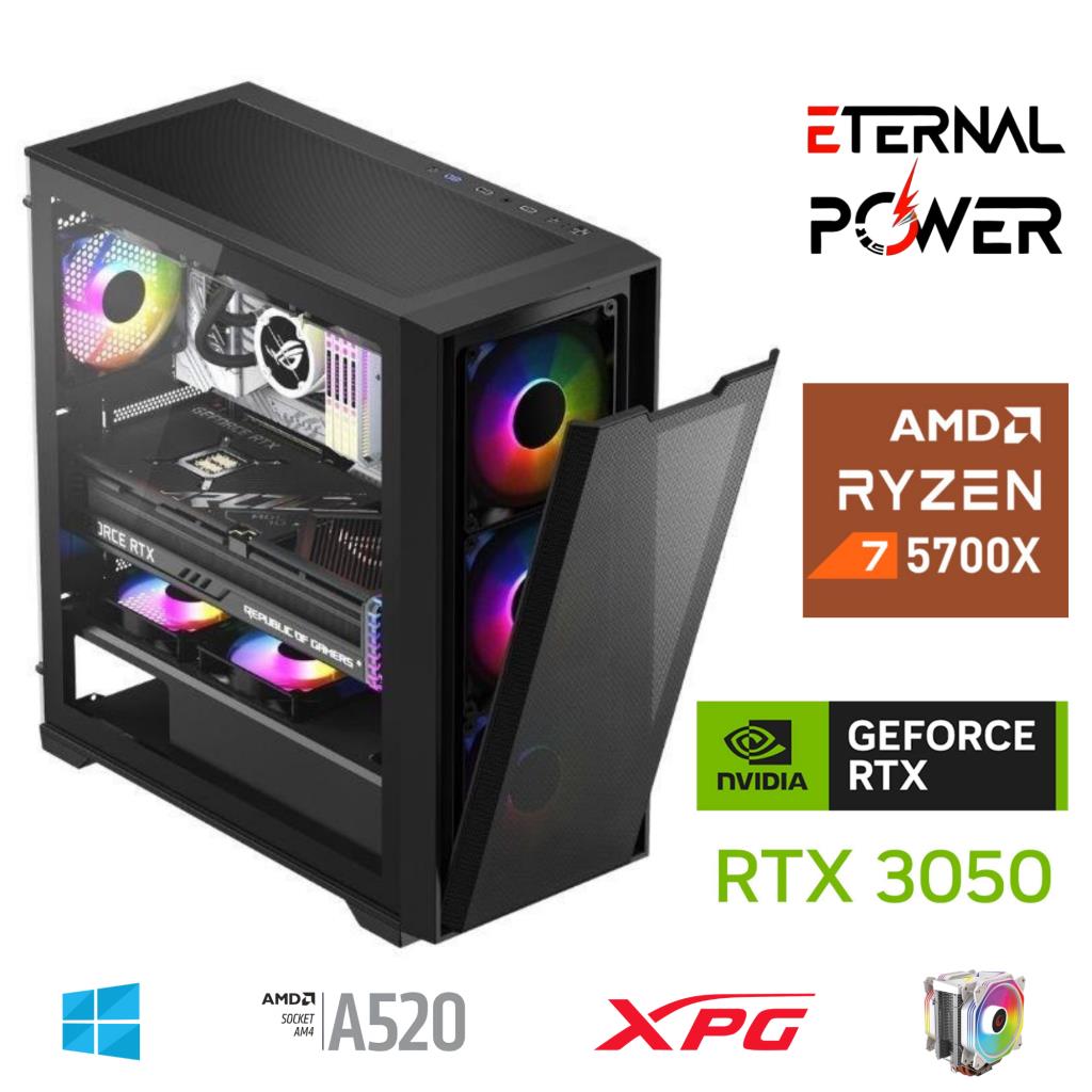 ETERNAL POWER RYZEN 7 5700X 32G DDR4 1TB M.2 RTX3050 A520 M650W