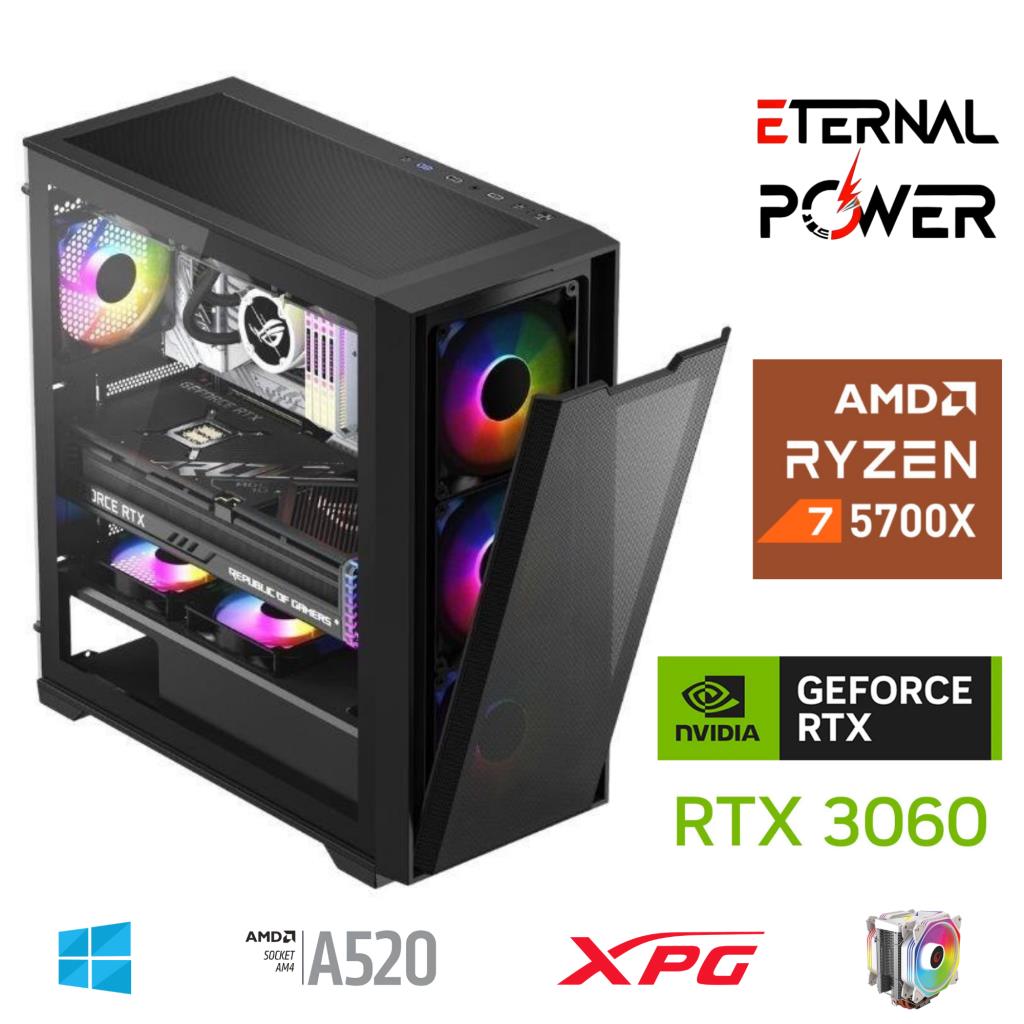 ETERNAL POWER RYZEN 7 5700X 32G DDR4 1TB M.2 RTX3060 A520 M650W