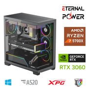 ETERNAL POWER RYZEN 7 5700X 32G DDR4 1TB M.2 RTX3060 A520 T650W