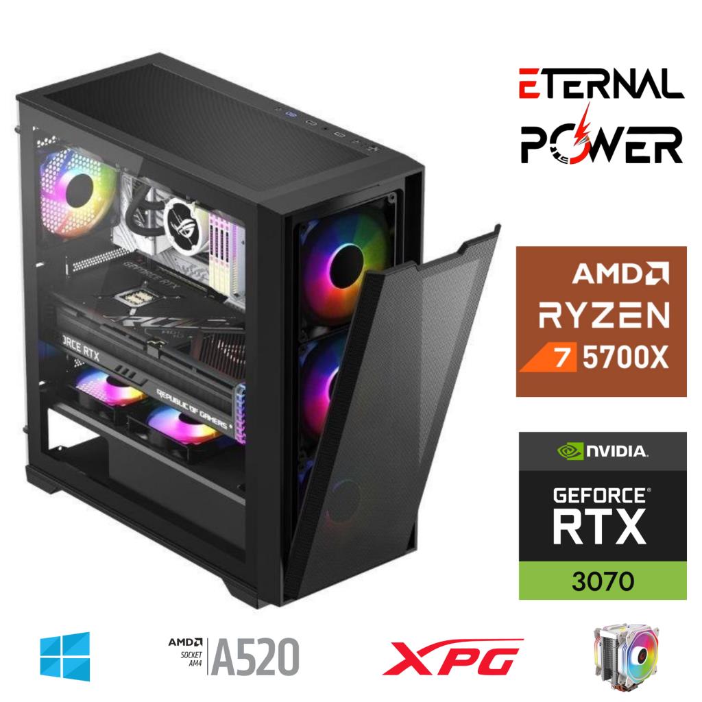 ETERNAL POWER RYZEN 7 5700X 32G DDR4 1TB M.2 RTX3070 A520 M650W