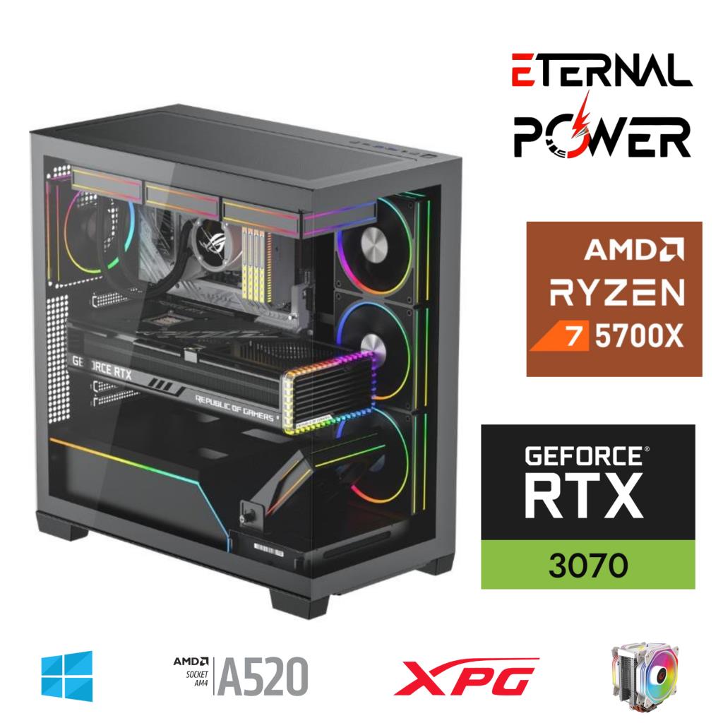 ETERNAL POWER RYZEN 7 5700X 32G DDR4 1TB M.2 RTX3070 A520 T650W