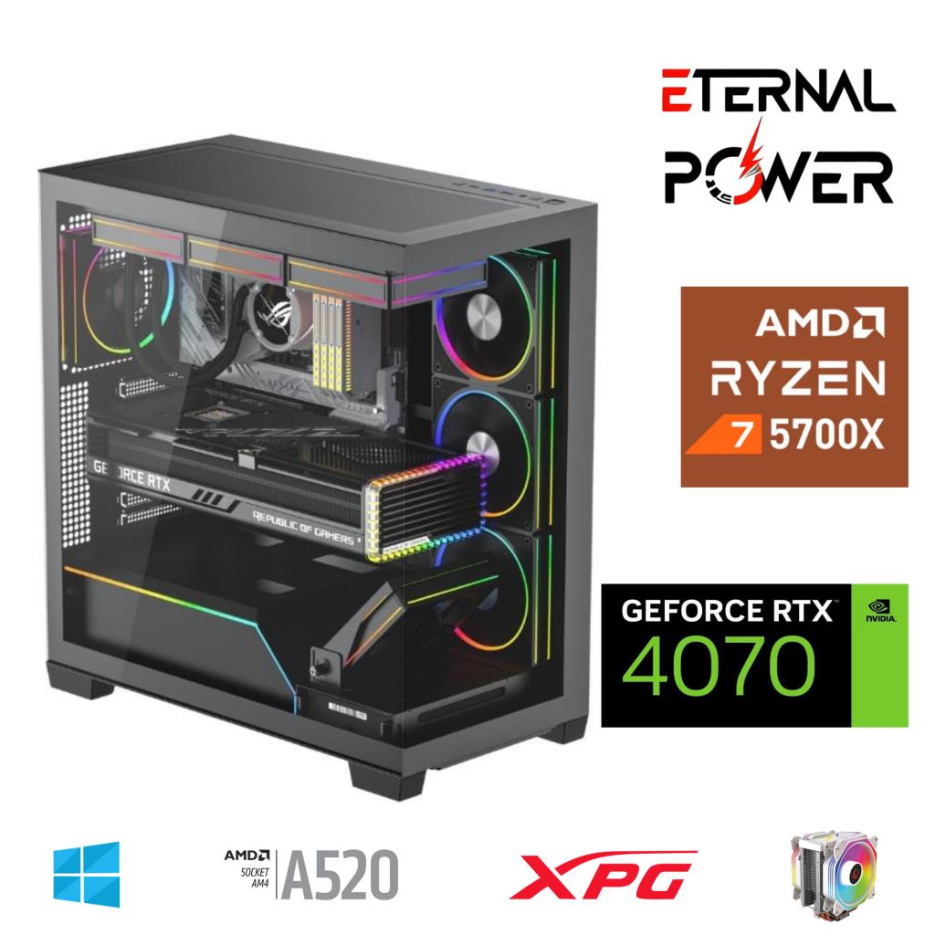ETERNAL POWER RYZEN 7 5700X 32G DDR4 1TB M.2 RTX4070 A520 T750W