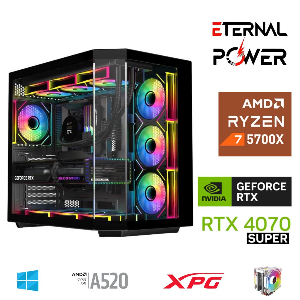 ETERNAL POWER RYZEN 7 5700X 32G DDR4 1TB M.2 RTX4070 Super A520 A750W