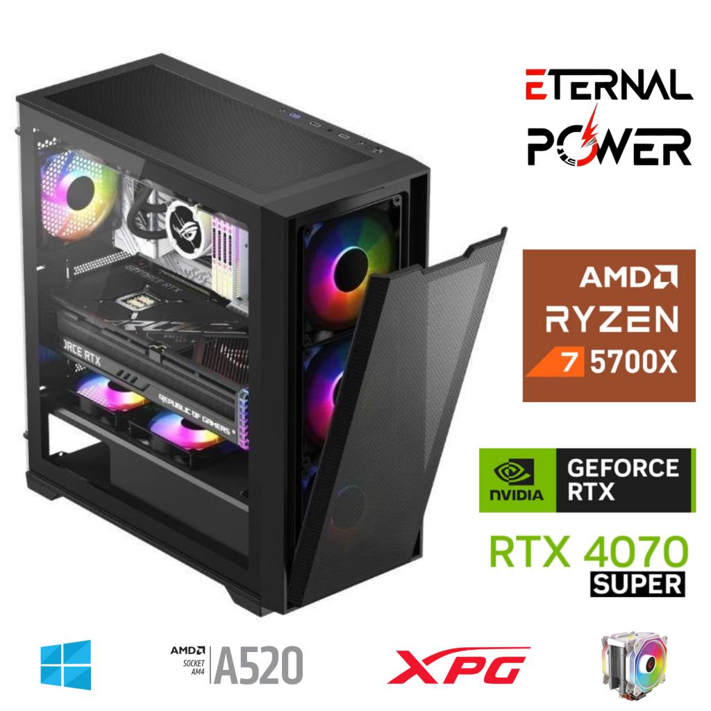 ETERNAL POWER RYZEN 7 5700X 32G DDR4 1TB M.2 RTX4070 Super A520 M750W