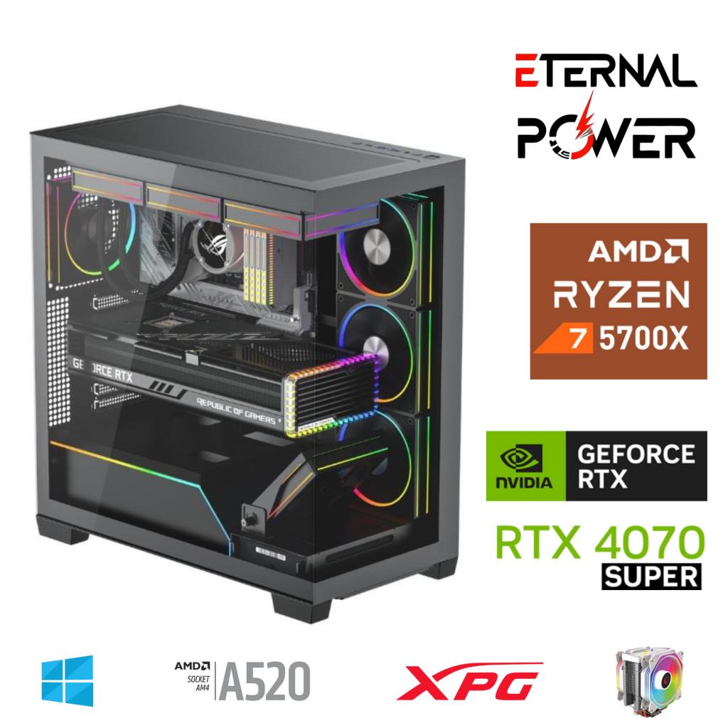 ETERNAL POWER RYZEN 7 5700X 32G DDR4 1TB M.2 RTX4070 Super A520 T750W