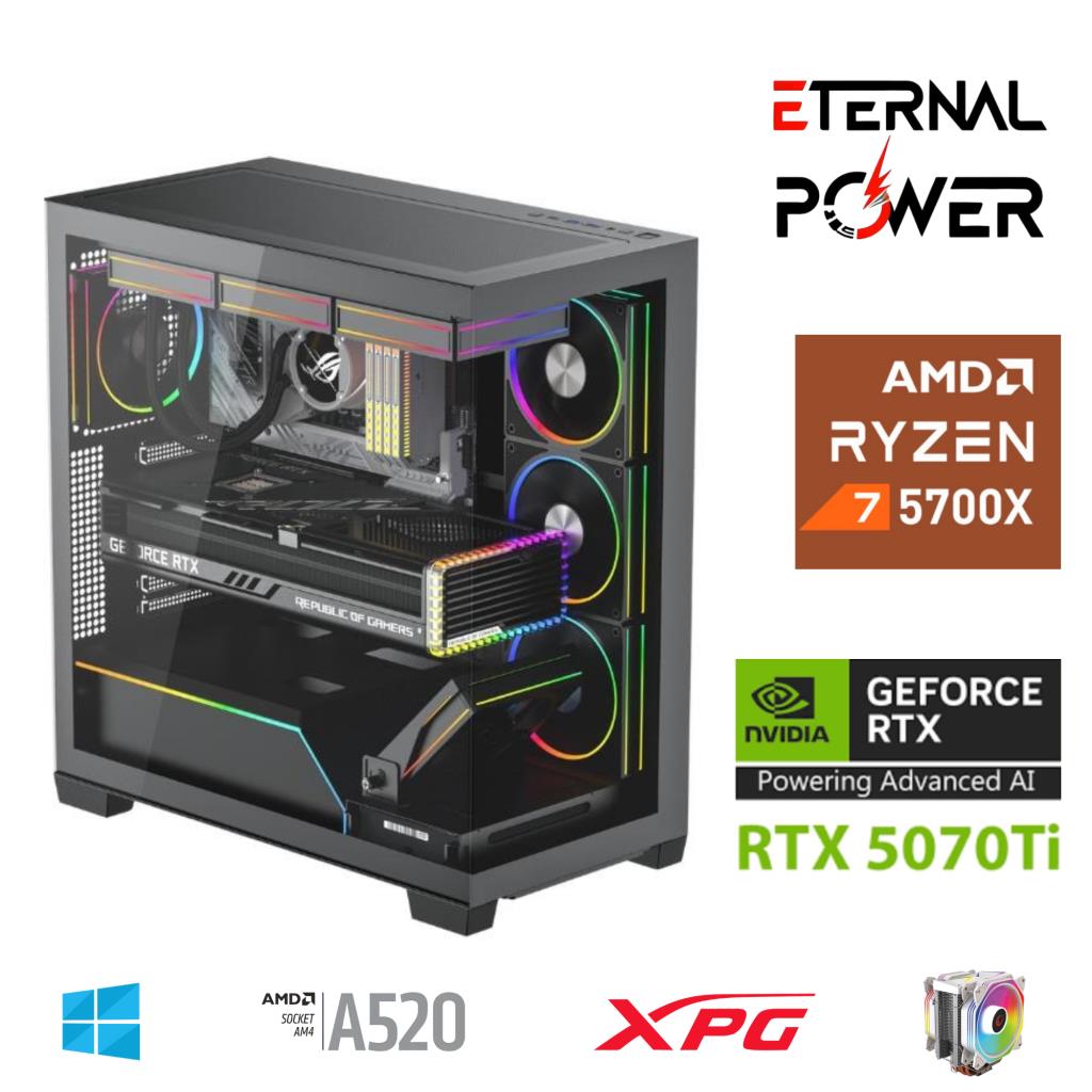 ETERNAL POWER RYZEN 7 5700X 32G DDR4 1TB M.2 RTX5070Ti A520 T750W