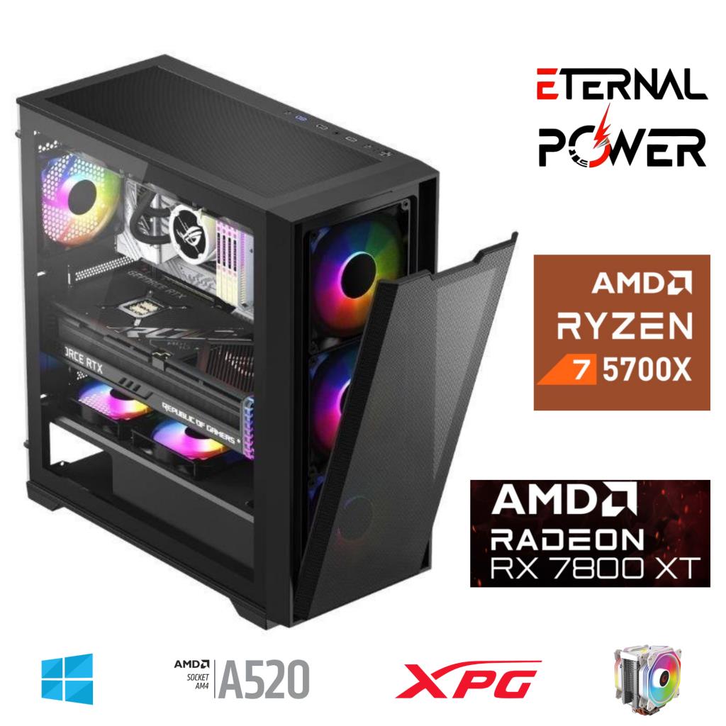 ETERNAL POWER RYZEN 7 5700X 32G DDR4 1TB M.2 RX7800XT A520 M650W