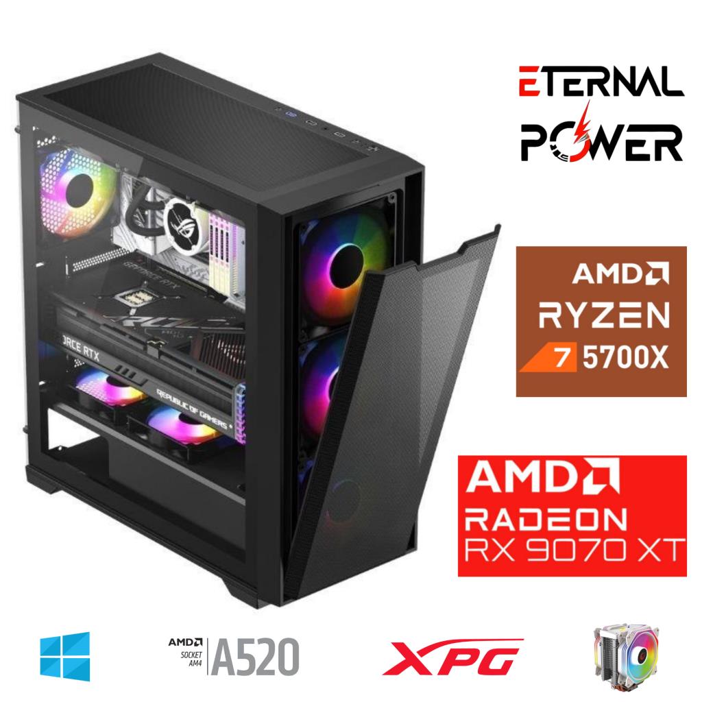 ETERNAL POWER RYZEN 7 5700X 32G DDR4 1TB M.2 RX9070XT A520 M750W
