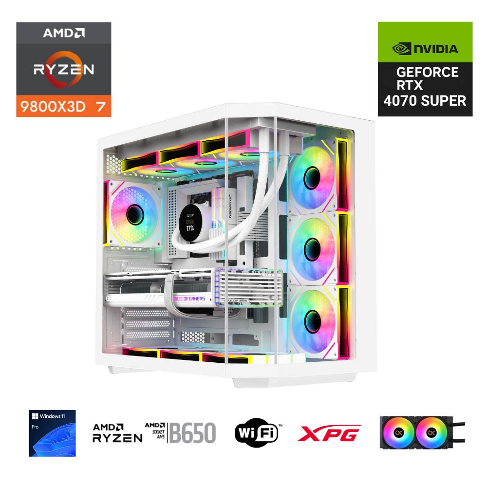 ETERNAL POWER  RYZEN 7 9800X3D 64GB DDR5 1TB M.2  RTX 4070 SUPER B650 WIFI 750W 240M