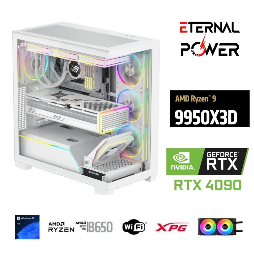 ETERNAL POWER  RYZEN 9 9950X3D 32GB DDR5 1TB M.2  RTX 4090 B650 WIFI 850W 240M