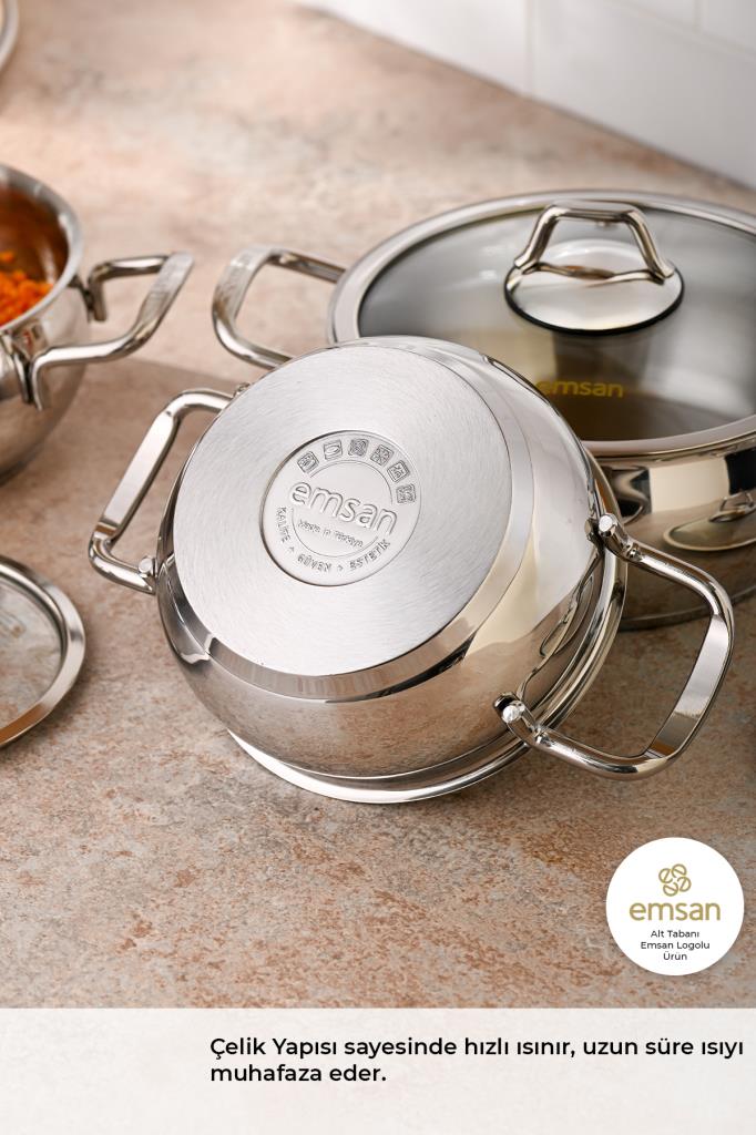 Emsan Cemre 8 Parça Çelik Tencere Seti Outlet