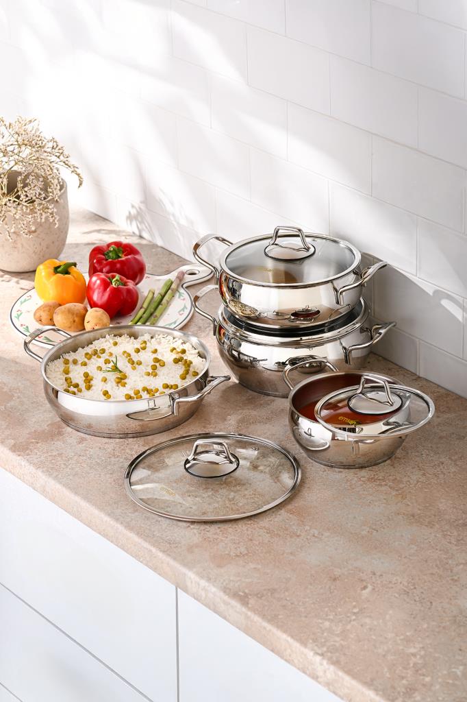 Emsan Cemre 8 Parça Çelik Tencere Seti Outlet