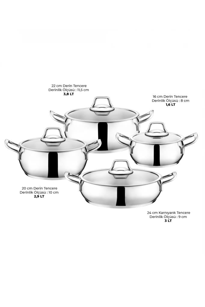 Emsan Cemre 8 Parça Çelik Tencere Seti Outlet