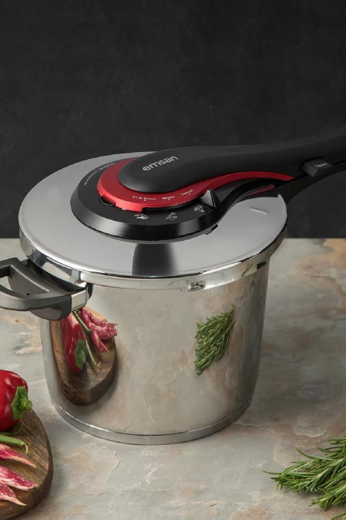 Emsan Up-line Kırmızı 4 lt + 6 lt Düdüklü Tencere Seti Outlet