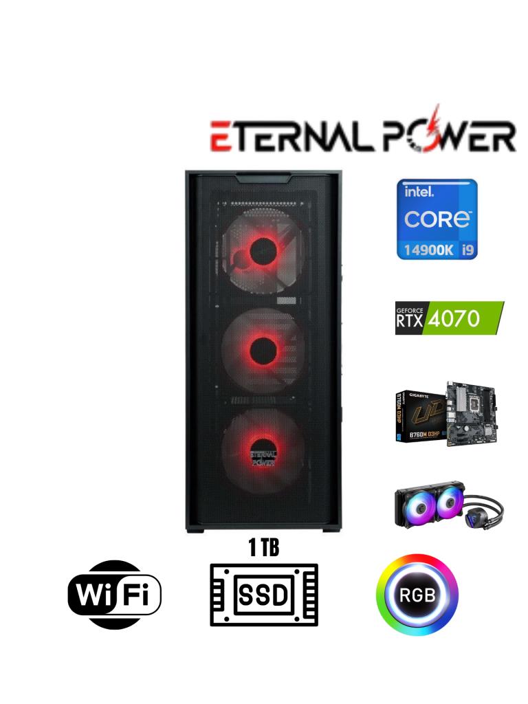 Eternal Power Intel Core i9-14900K Oyun PC – 16GB DDR5, 1TB NVMe SSD, NVIDIA RTX 4070, B760M WiFi Anakart, 750W PSU