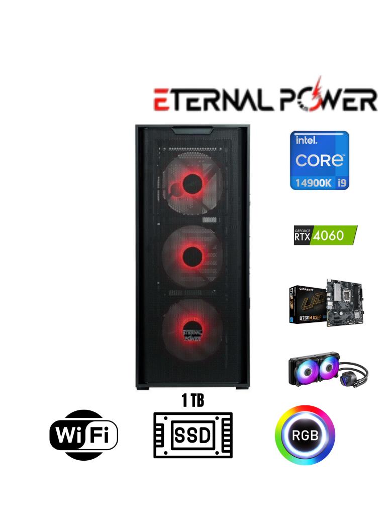 Eternal Power Intel i9 14900K RTX 4060 Gaming PC | 16GB DDR5 | 1TB NVMe M.2 | B760M Wi-Fi | 750W PSU | 240mm Soğutma