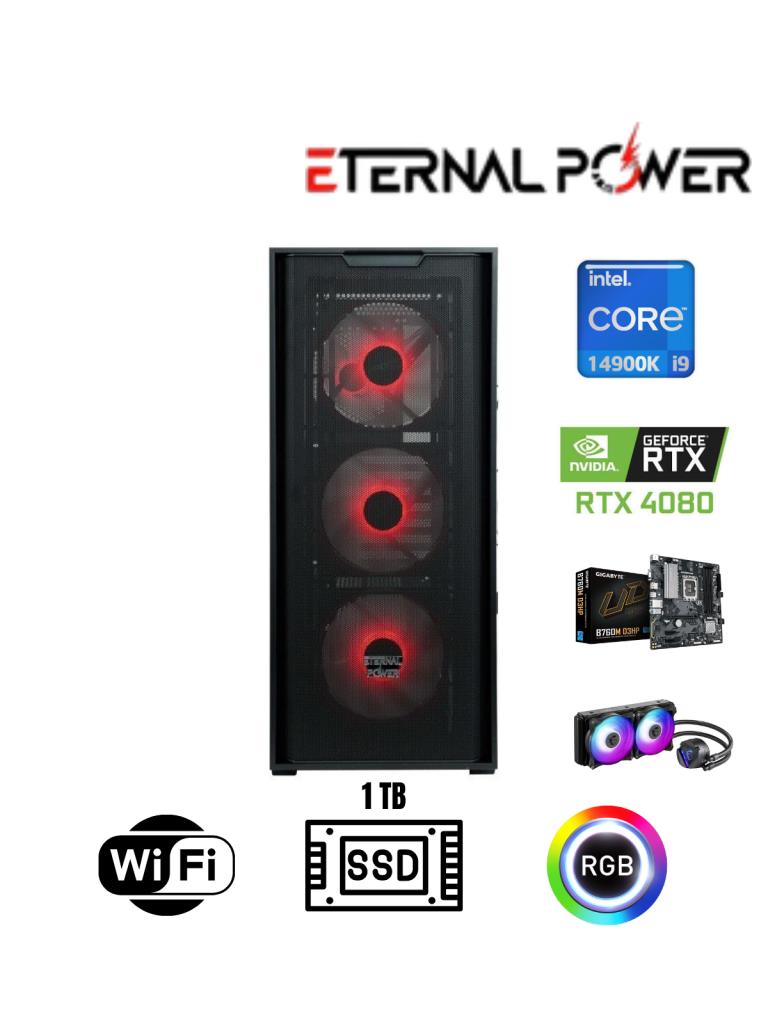 ETERNAL POWER  Intel i9 14900K RTX 4080 Gaming PC | 16GB DDR5 | 1TB NVMe M.2 | B760M WiFi | 750W | 240mm Sıvı Soğutma