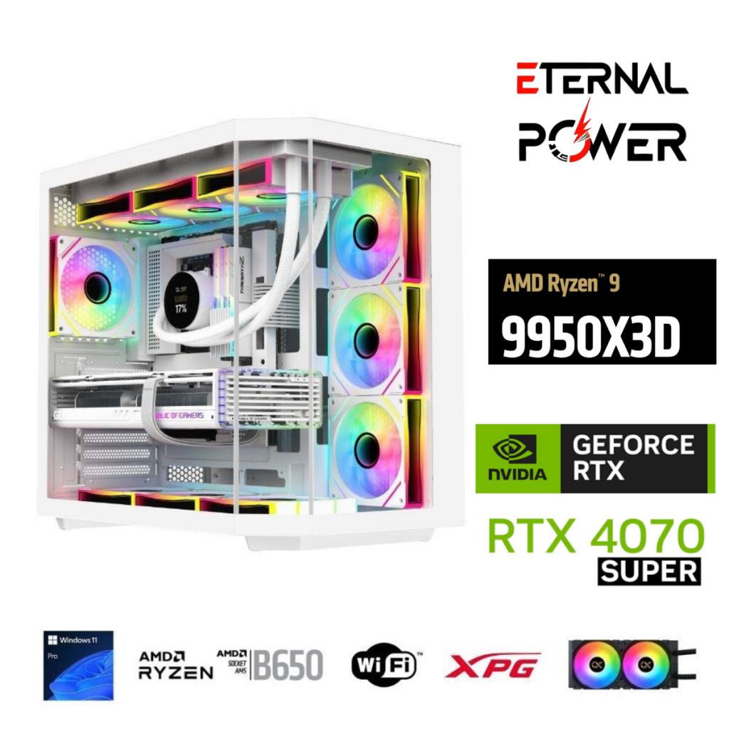 ETERNAL POWER  RYZEN 9 9950X3D 64GB DDR5 1TB M.2  RTX 4070 SUPER B650 WIFI 750W 240M