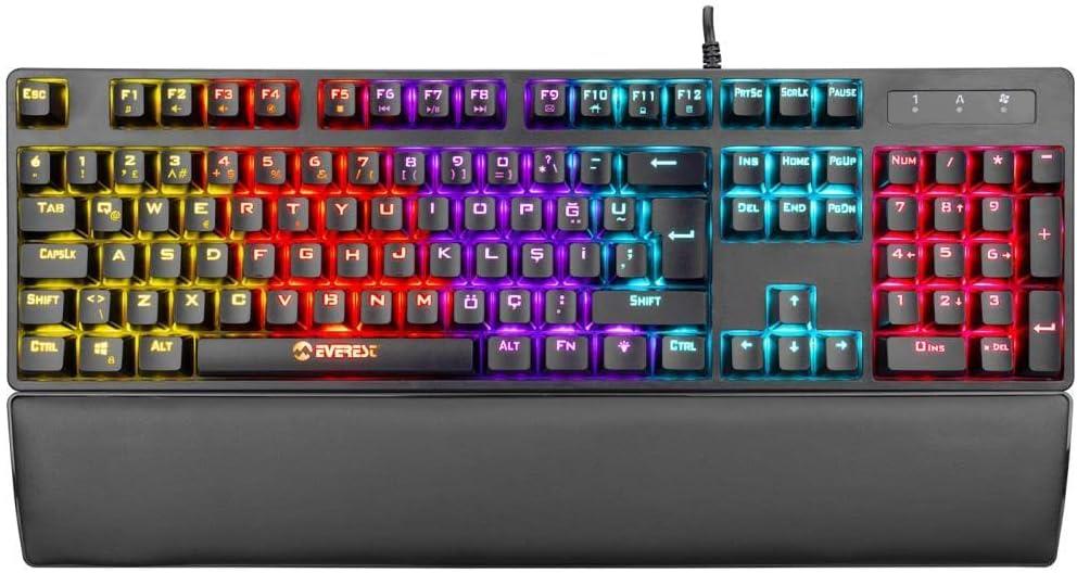 Everest Redcore KB-GX8 RGB Red Switch Kablolu Mekanik Oyuncu Klavyesi - TEŞHİR