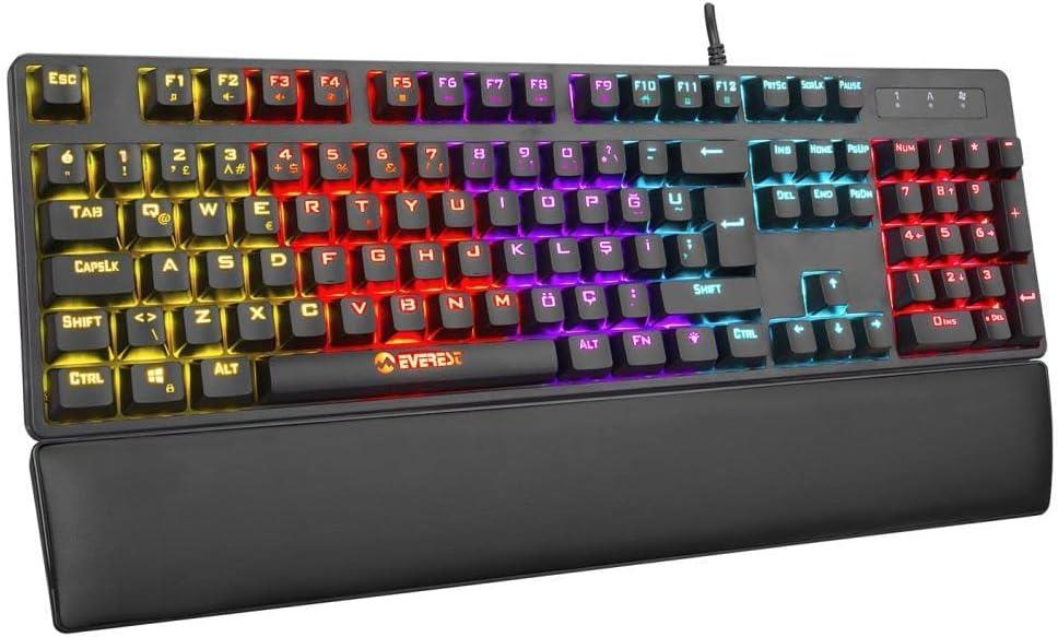 Everest Redcore KB-GX8 RGB Red Switch Kablolu Mekanik Oyuncu Klavyesi - TEŞHİR
