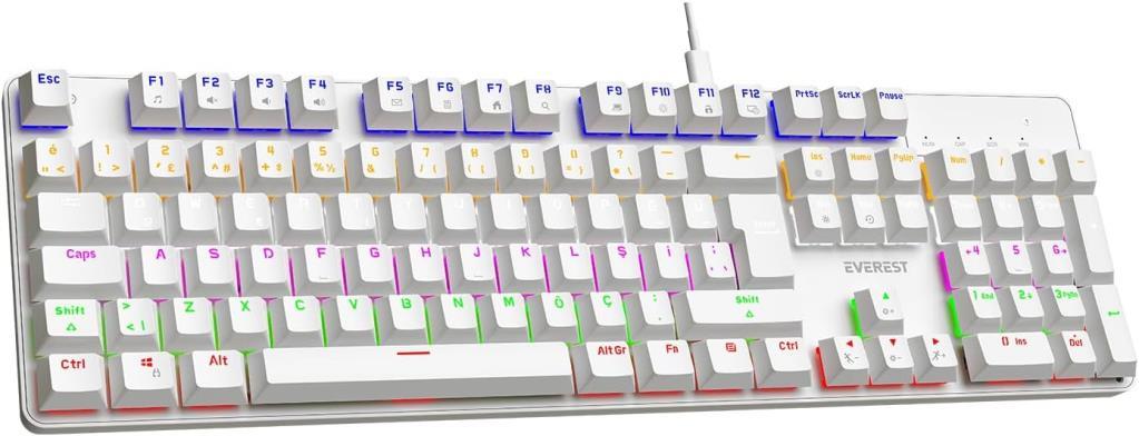 Everest Lumos KB-MK1 Beyaz Red Switch Kablolu Mekanik Oyuncu Klavyesi Teşhir