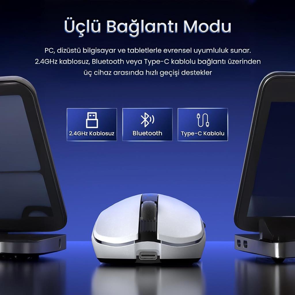 Aula SC590 Pro Şarjlı Ergonomik Optik Kablolu/Kablosuz Oyuncu Mouse - Teşhir
