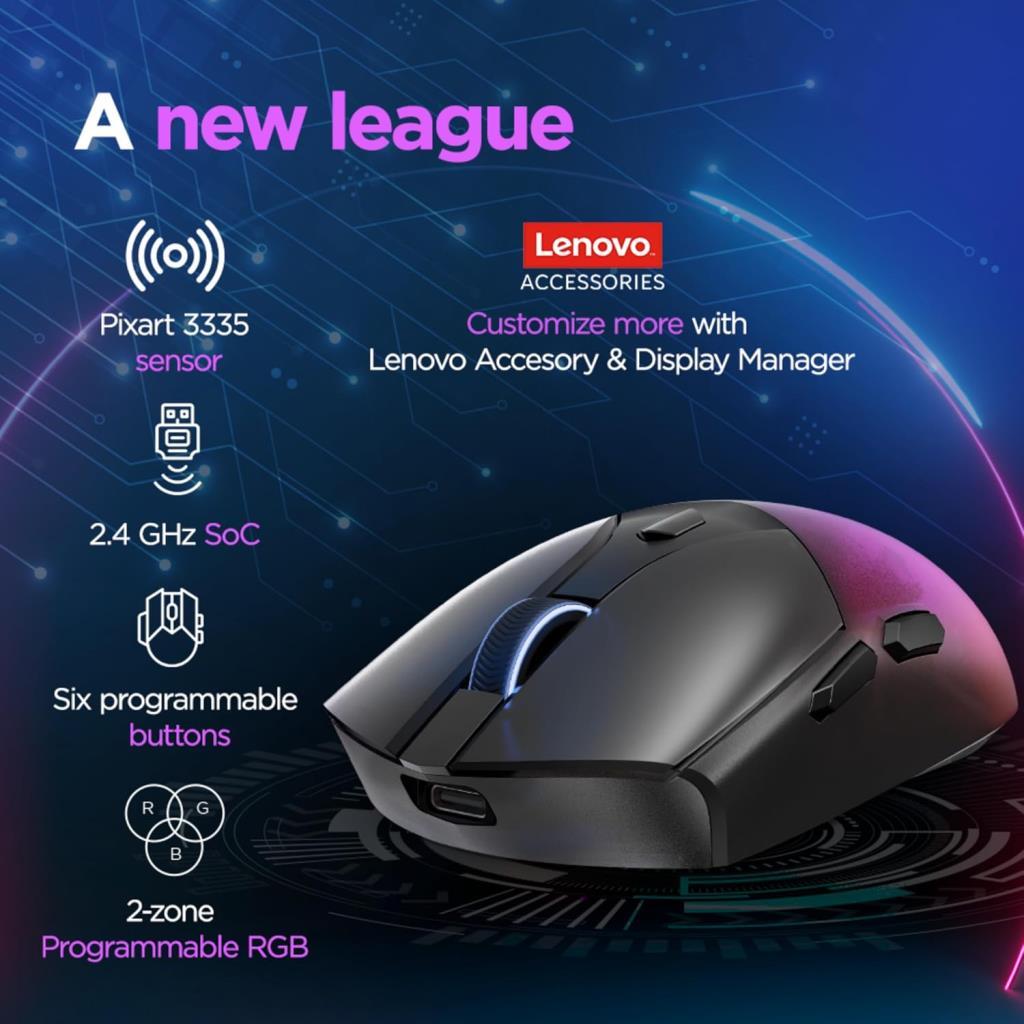 Lenovo Legion M410 GY51P83012 RGB Şarjlı Optik Kablolu/Kablosuz Oyuncu Mouse - Outlet