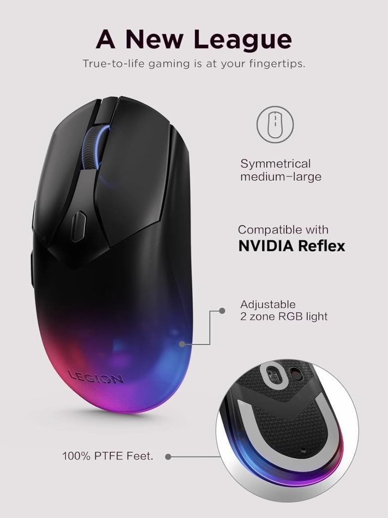 Lenovo Legion M410 GY51P83012 RGB Şarjlı Optik Kablolu/Kablosuz Oyuncu Mouse - Outlet
