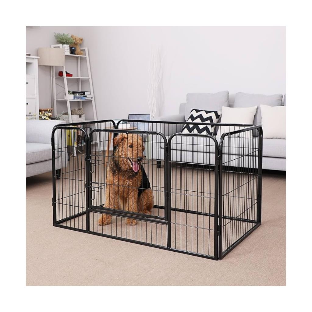 Feandrea Pet Playpen, Puppy Playpen, Portable, 122 x 80 x 70 cm, Black PPK74H Outlet