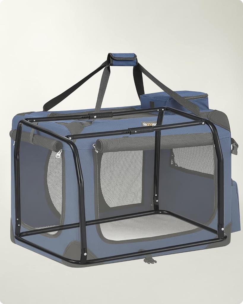 FEANDREA Köpek Kutusu, Araba İçin Taşıma Kutusu, Köpek Taşıma Kutusu, Oxford Kumaştan Katlanabilir Kedi Kutusu, L, 70 x 52 x 52 cm, Koyu Mavi - Outlet