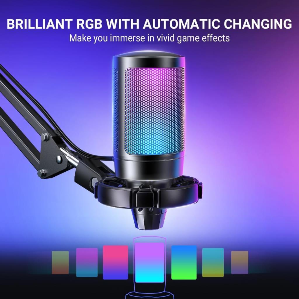 Fifine Ampligame A6T RGB USB Yayıncı Mikrofonu
