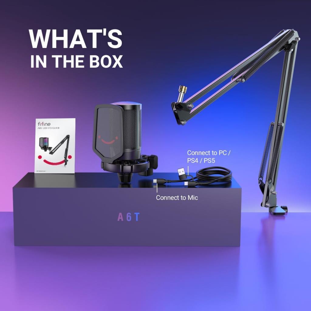 Fifine Ampligame A6T RGB USB Yayıncı Mikrofonu