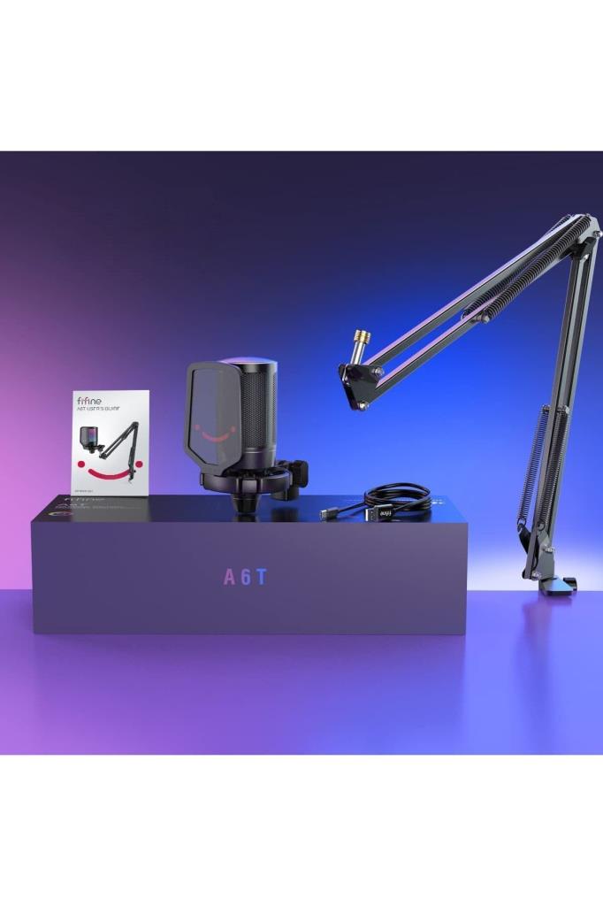 Fifine Ampligame A6T RGB USB Yayıncı Mikrofonu