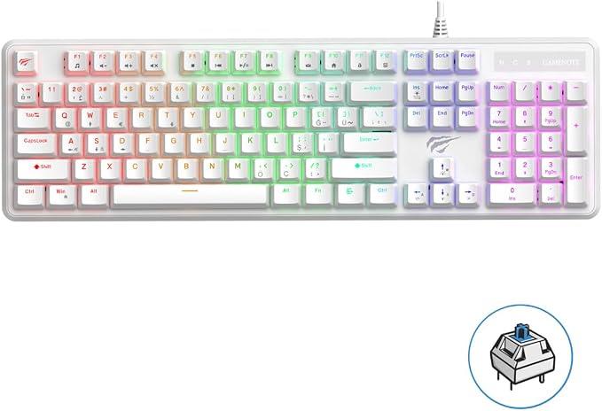 Havit Gamenote KB870L Beyaz RGB Blue Switch Mekanik Oyuncu Klavyesi - OUTLET