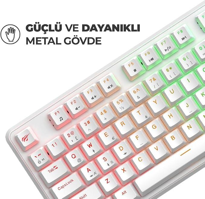 Havit Gamenote KB870L Beyaz RGB Blue Switch Mekanik Oyuncu Klavyesi - OUTLET