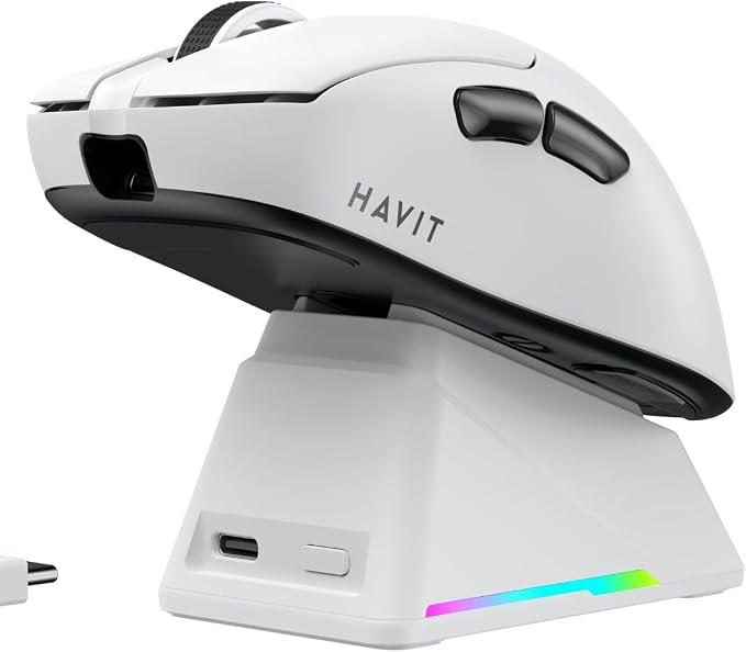 Havit Gamenote MS955WB Beyaz RGB Şarjlı Optik Kablolu/Kablosuz Oyuncu Mouse