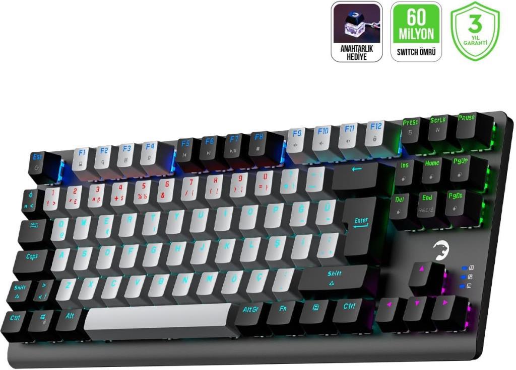 Gamepower Eva 3 60M Mekanik Blue Switch Türkçe Q 88 Tuş USB Gaming Klavye -OUTLET