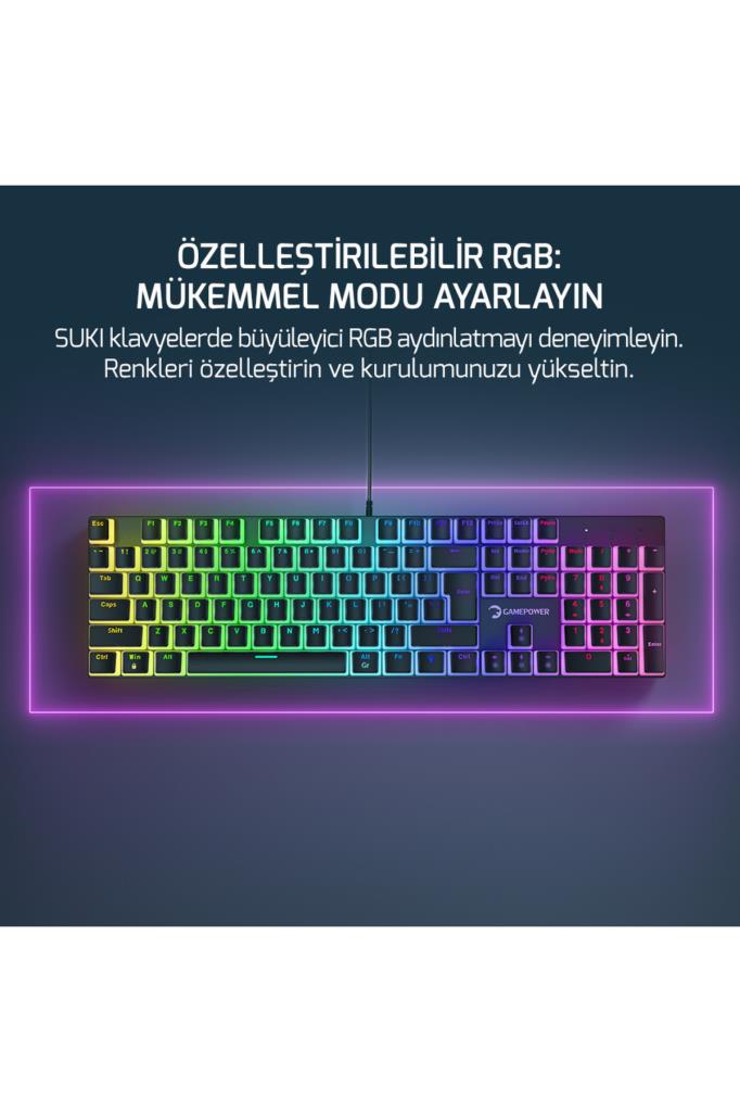 Gamepower Suki 104 RGB Red Switch Kablolu Mekanik Oyuncu Klavyesi Outlet