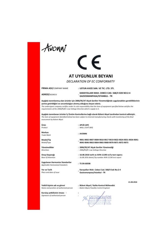 AVONNI HAP-9009-1E Eskitme Kaplama Aplik E27 Metal Ahşap Kumaş 20x24cm Outlet