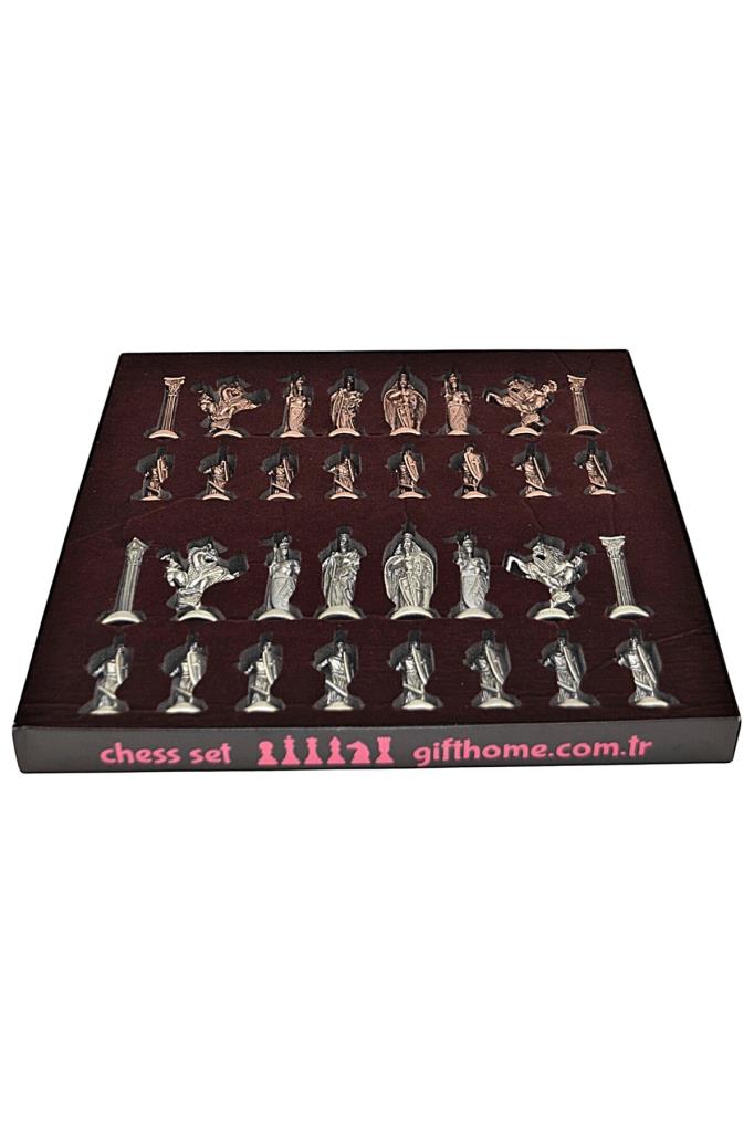 طقم شطرنج إنجليزي كبير الحجم من GiftHome. طاولة MDF بتصميم عتيق ورخامي (36×36 سم.) - منفذ بيع
