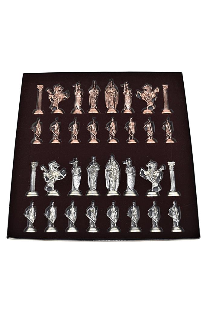طقم شطرنج إنجليزي كبير الحجم من GiftHome. طاولة MDF بتصميم عتيق ورخامي (36×36 سم.) - منفذ بيع