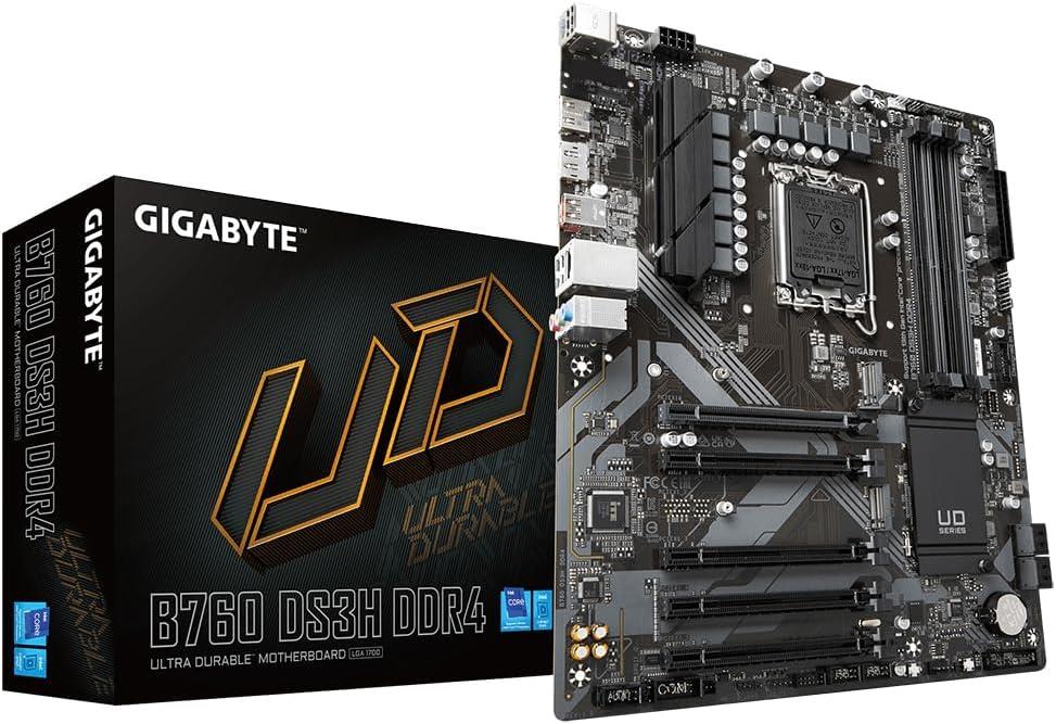 GIGABYTE B760 DS3H DDR4 LGA1700 DDR4 5333MHz(OC) PCIe 4.0 M.2 NVMe Gigabit LAN USB 3.2 ATX Anakart Outlet